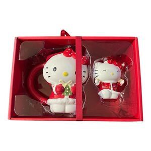 Blue Sky Clayworks x Hello Kitty Red & White Christmas Dress Mug & Figurine Set